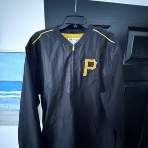 Majestic Pittsburgh Pirates Black and Yellow Mesh Windbreaker Jacket